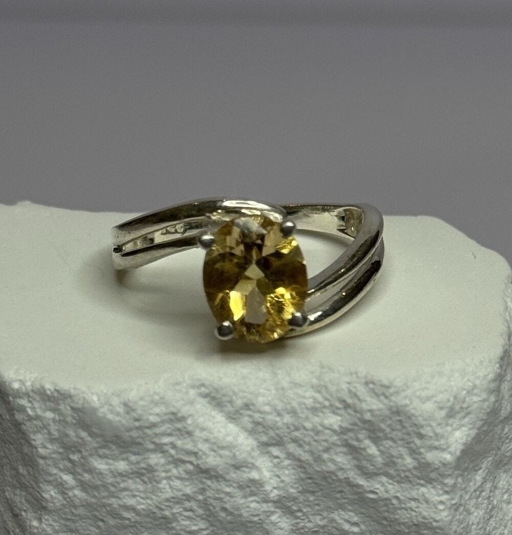 925 Sterling Silver Citrine Ring Size 8